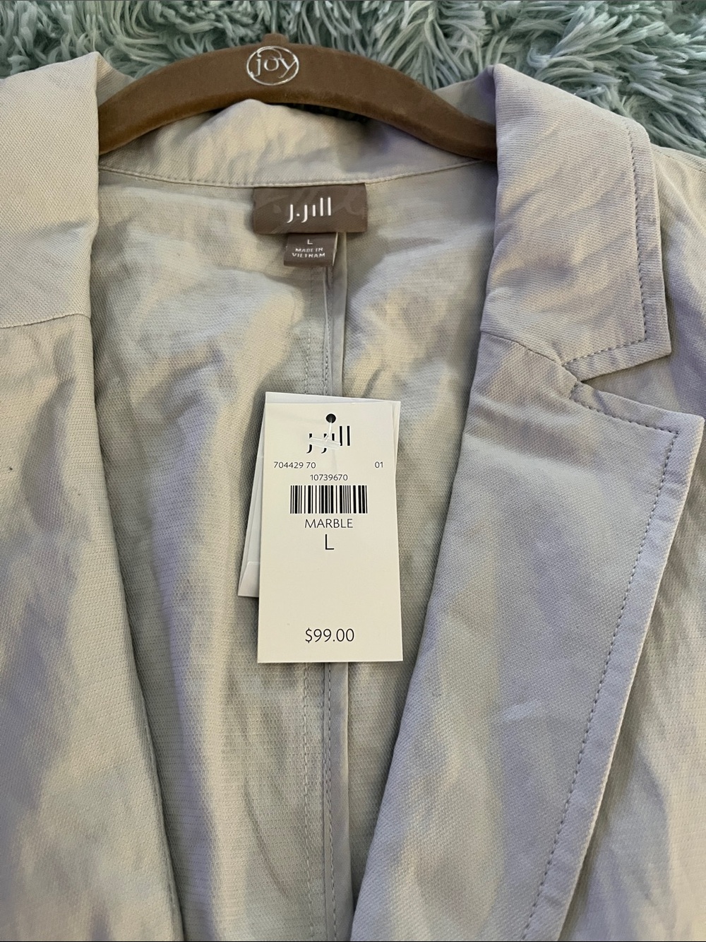 J JILL NWT TRENDY MARBLE/ SILVERMIST ONE BUTTON NOTCHED COLLAR BLAZER SIZE L - Picture 2 of 6